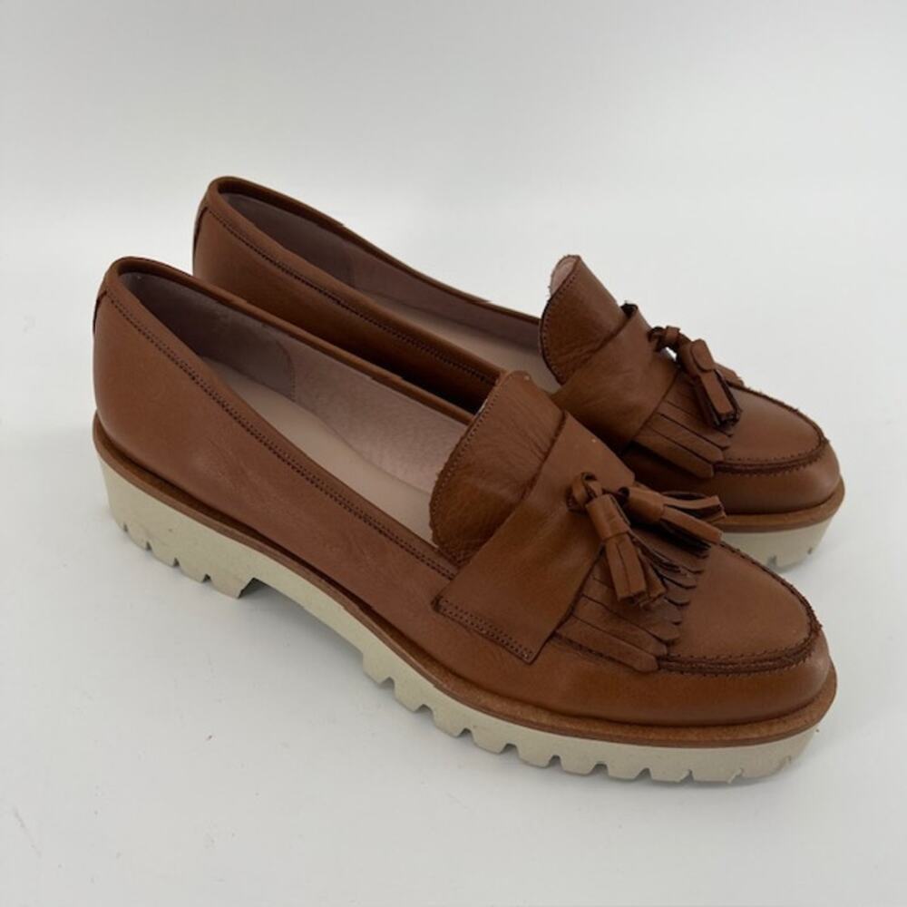 Patricia Green Beckham Tassel Lug Loafer Womens 8 Camel Tan KiltieLeatherCushion